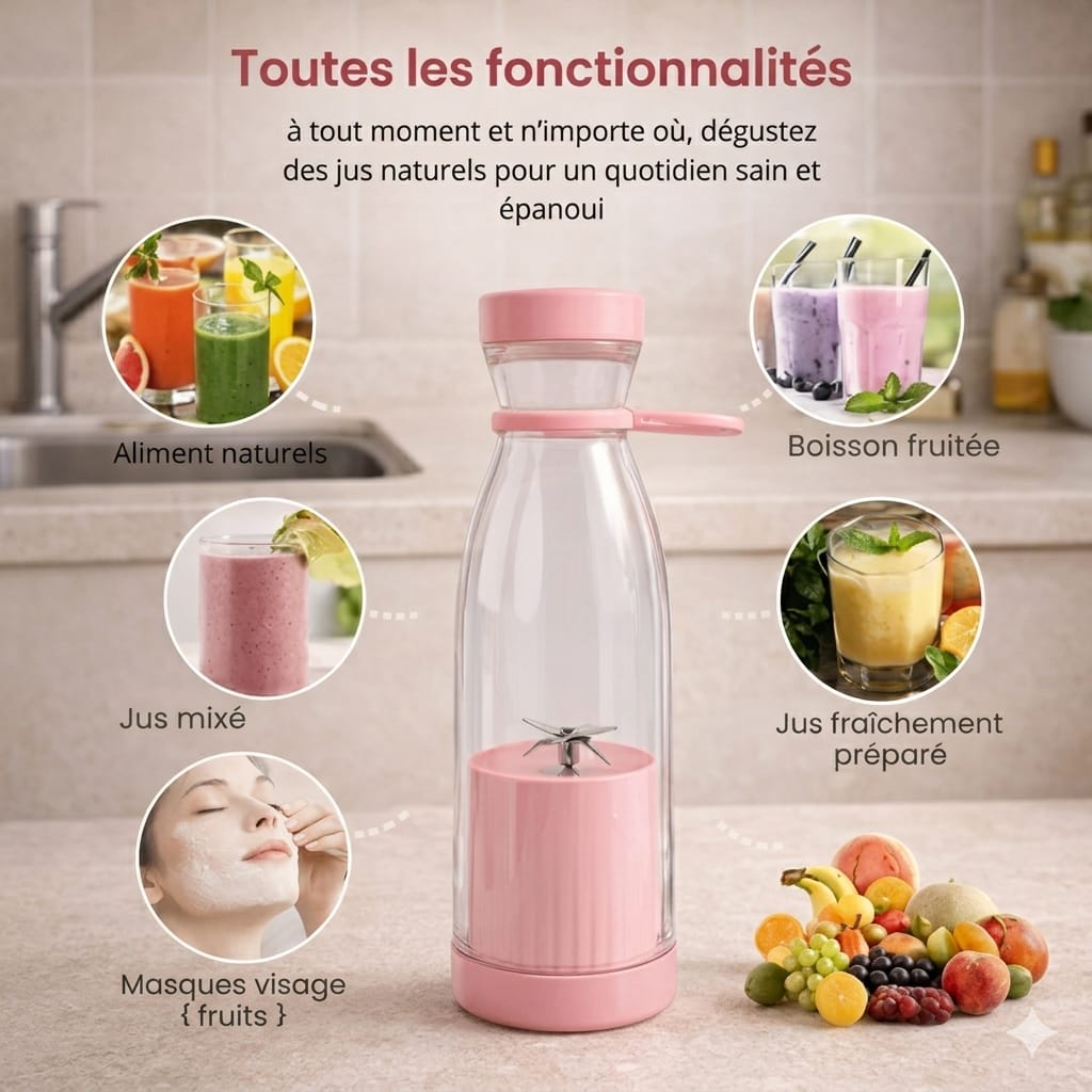Votre Santé dans une Gourde — Mini Mixeur Rechargeable 2-en-1